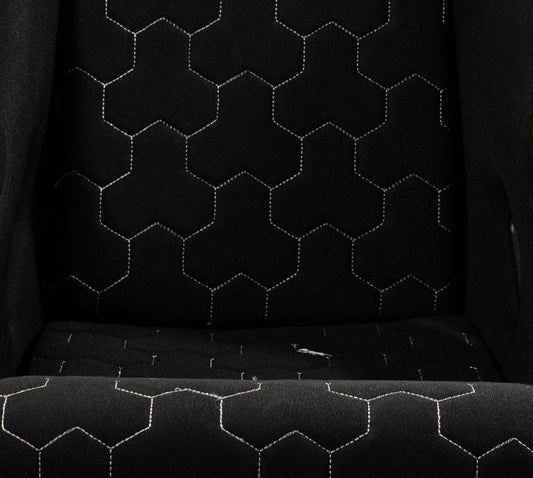NRG Innovations FRP Bucket Seat Cushion- White Stitching Hex Geometric 3 pcs seat cushion