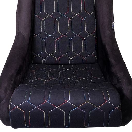 NRG Innovations FRP Bucket Seat Multi Color Stitching in Geometric Pattern (Large)