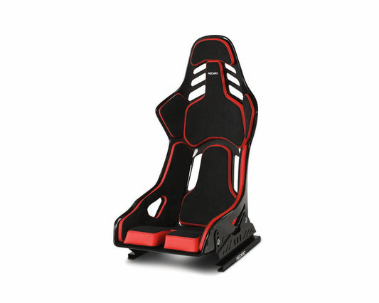 Recaro Carbon Fiber Dynamic Podium Seat Alcantara Black | Leather Red Left Hand Large