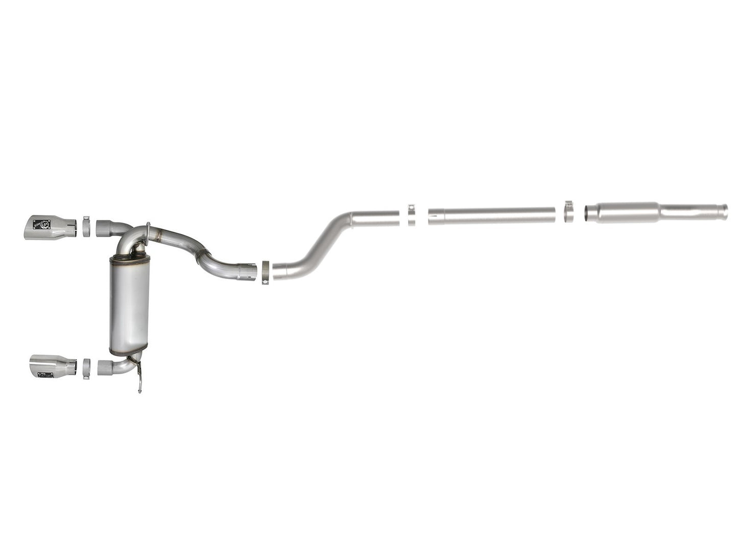 AFE POWER Rebel Series 3"-2.5" Stainless Catback Exhaust System w/ Polished Tips Jeep Wrangler JL L4 2.0L 2018-2021