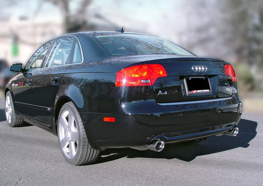 AWE Touring Edition Dual Tip Exhaust for Audi B7 A4 3.2L - Diamond Black Tips Audi A4 Quattro 2006-2008
