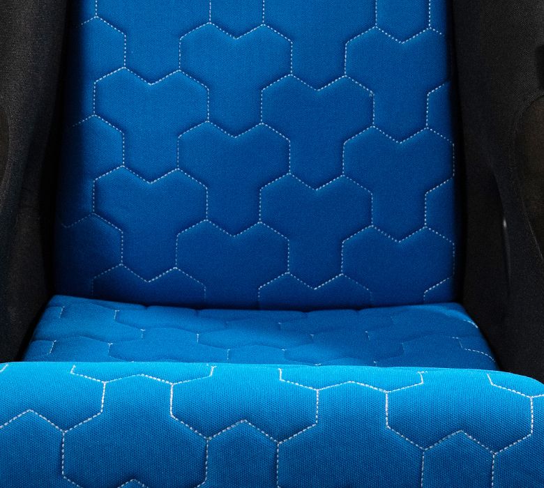 NRG Innovations FRP Bucket Seat Cushion- White Stitching Hex Geometric 3 pcs seat cushion