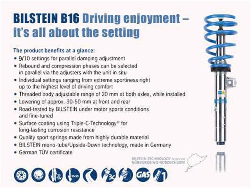 Bilstein B16 13-16 BMW 320i / BMW 328i / BMW 335i xDrive Front and Rear Performance Suspension System