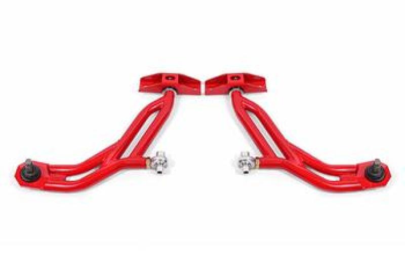 BMR 10-14 Ford Mustang Adj. Lower A-Arms w/ Delrin/Rod End / 19mm Tall Ball Joint - Red