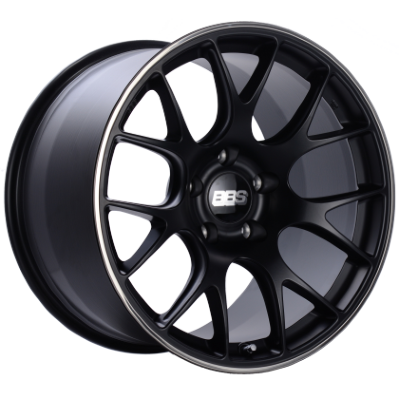 BBS CH-R 19x8 5x114.3 ET38 Satin Black Polished Rim Protector Wheel -82mm PFS/Clip Required