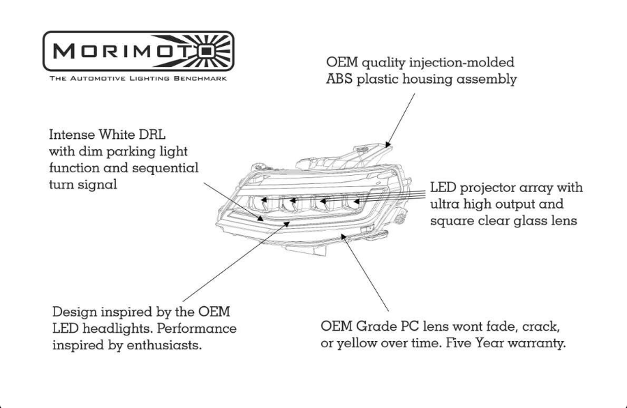 Morimoto LED Headlights CHEVROLET CAMARO (16-18): XB LED HEADLIGHTS (Pair)