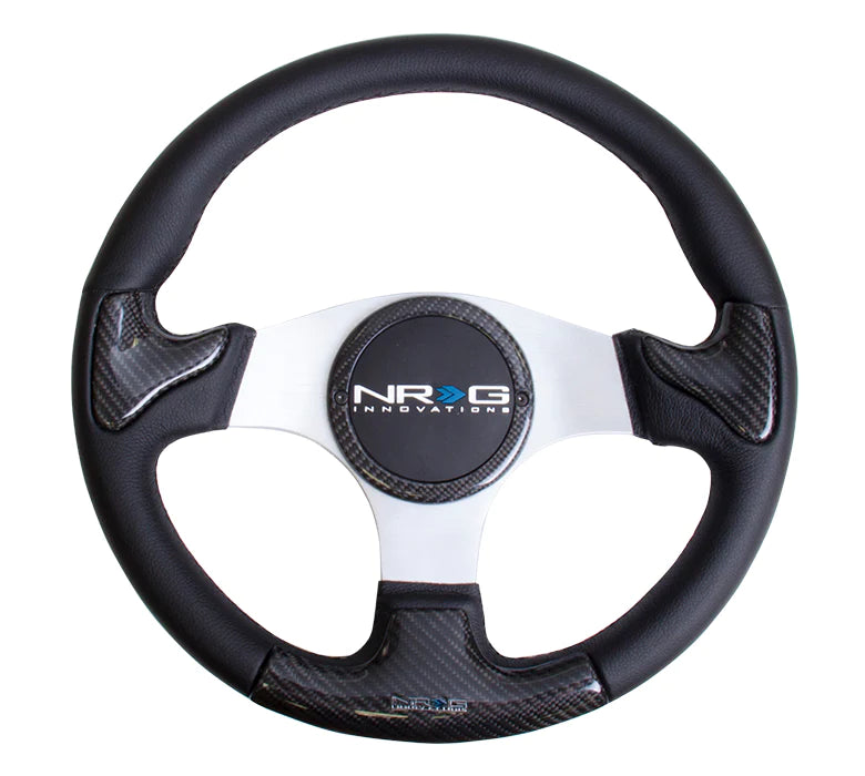 NRG Innovations Carbon Fiber Steering Wheel 350mm Rubber Horn