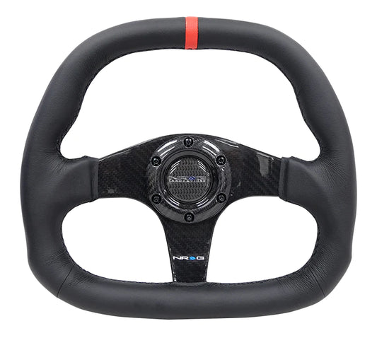 NRG Innovations Carbon Fiber Steering Wheel Flat Bottom Wrapped Leather
